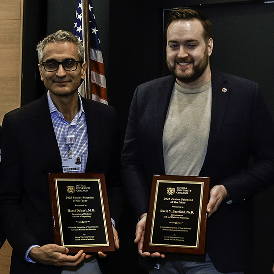 Senior Scientist Award winner Harel Dahari and Junior Scientist Award winner David Barefield